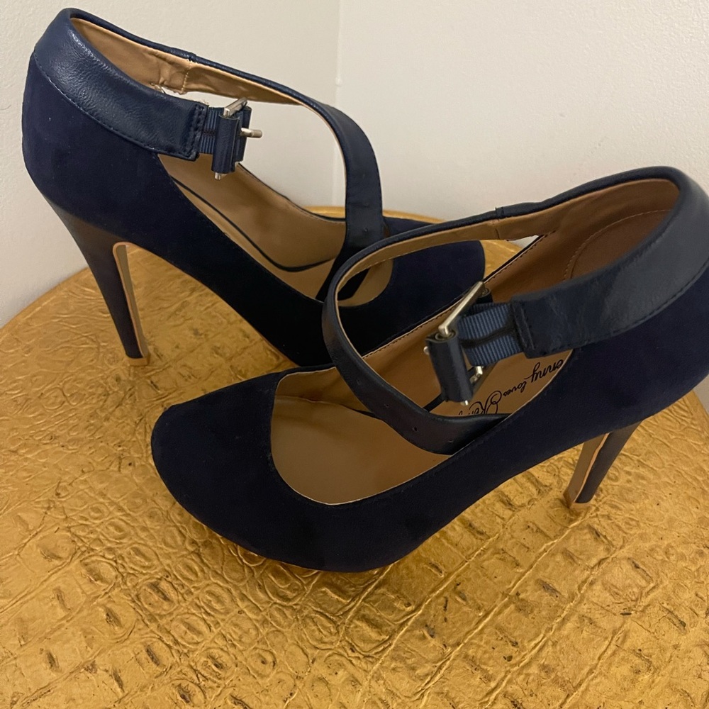 Dark Blue Suede Pumps by Penny Loves Kenny
